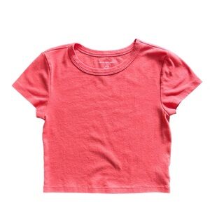 American Eagle Vibrant Orange Cropped Baby Tee Crew Neck Small
